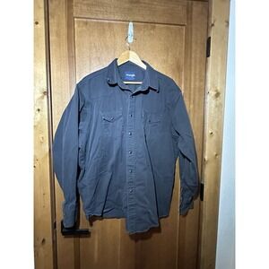 Wrangler Mens Western Snap Shirt Black Long Sleeve Cotton Twill Workwear